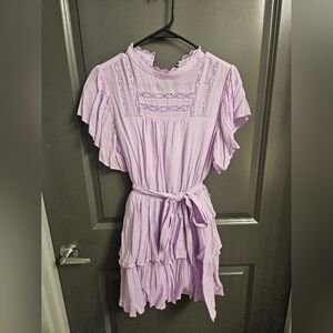 Lavender Ruffle Dress with Lace Details